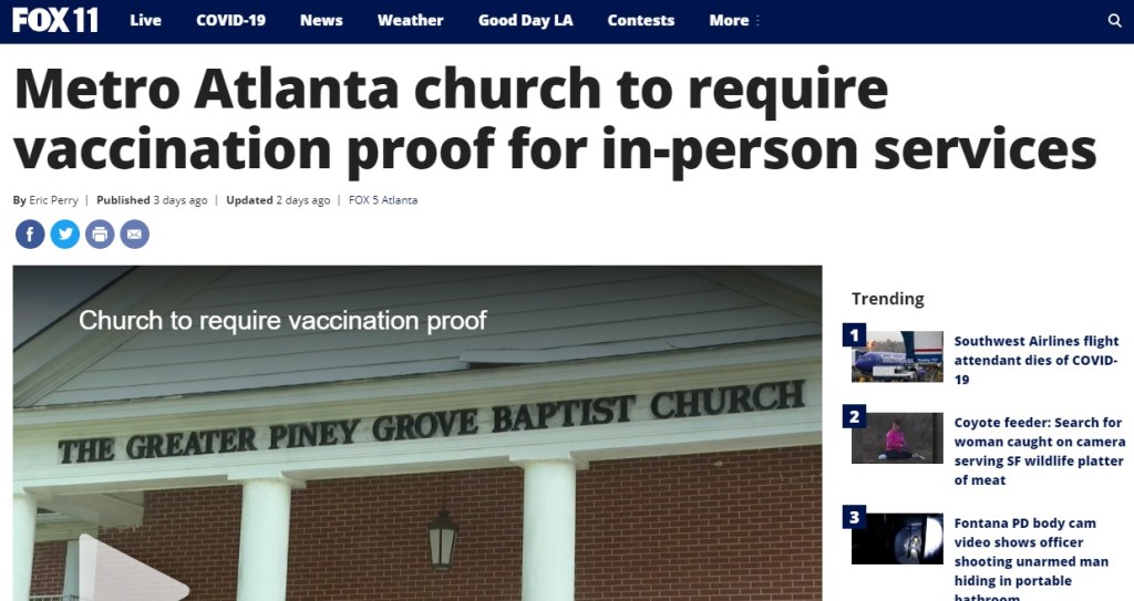 A Church That Will Require You Get the “Mark of the Beast” Before&nbsp;Attending