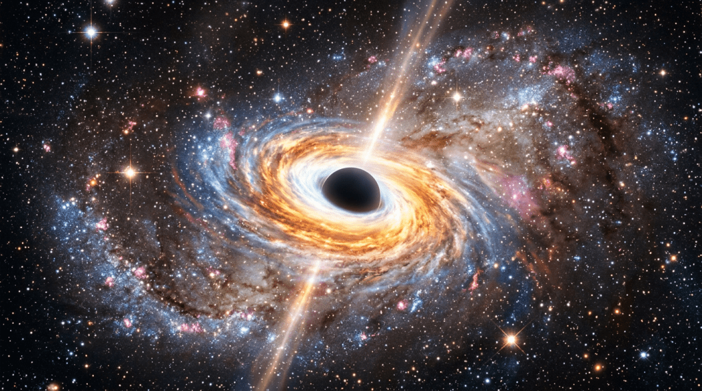 Central black hole surrounded by stars gas dust