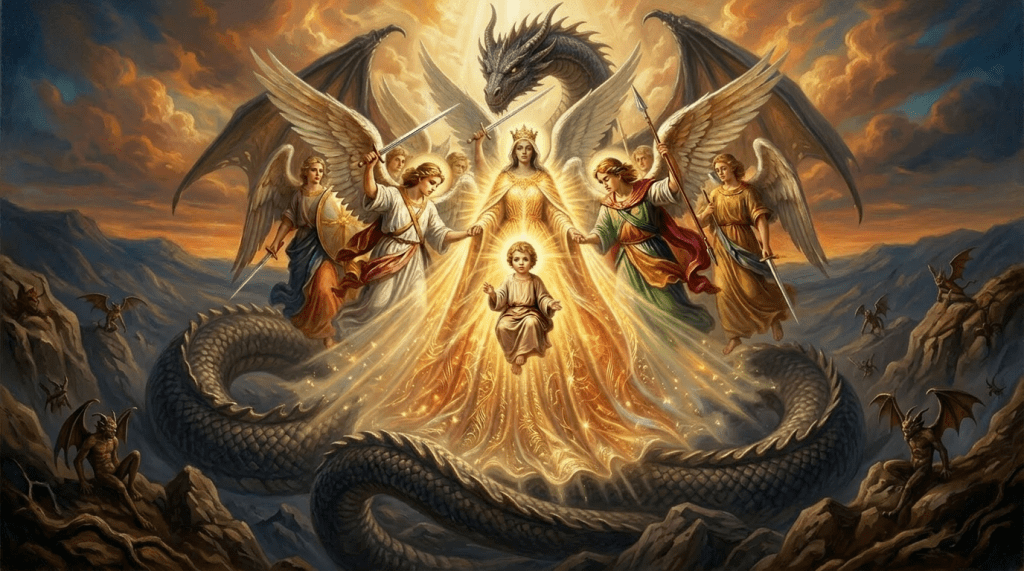 Move dragon into background behind woman