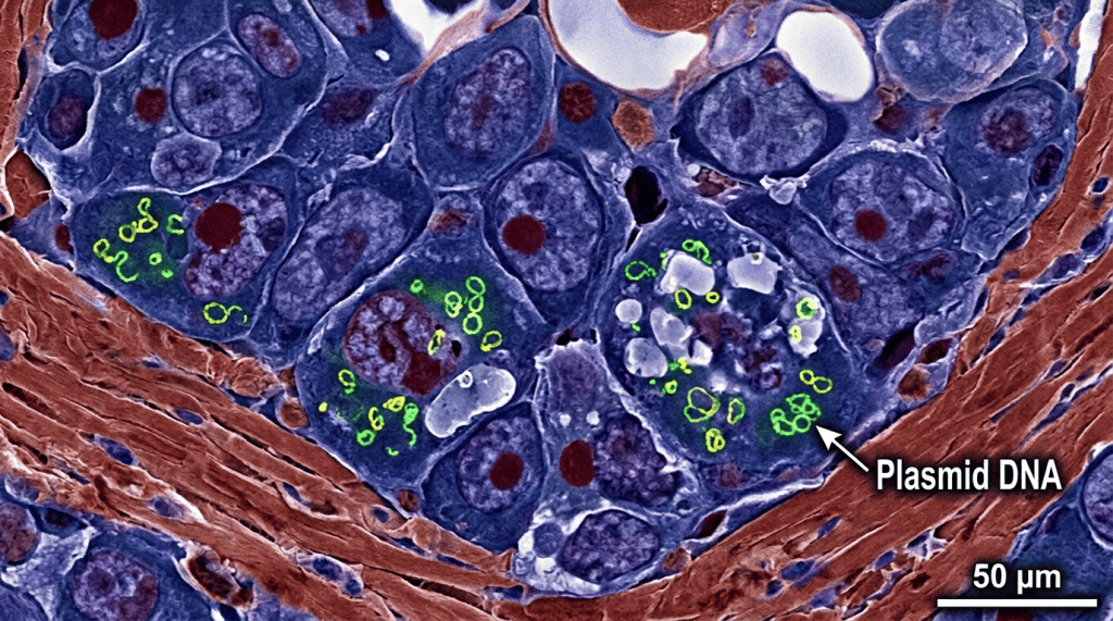Plasmid DNA Found Inside Deadly TURBO CANCER of the Heart; Plasmid DNA; 50 μm